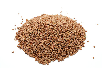 Buckwheat on a white background. Close-up.