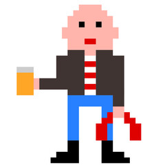 8 bit skin head illustration
