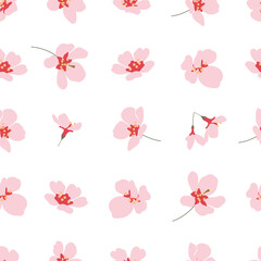 Sakura flowers, seamless pattern in flat style. vector illustration.
