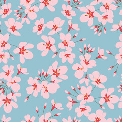 Sakura flowers, seamless pattern in flat style. vector illustration.
