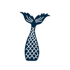 Hand drawn silhouette of mermaid's tail. Vector icon isolated