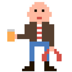 8 bit skin head illutration
