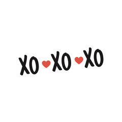 Quote - xo xo xo. Valentine lettering love collection. Hand drawn lettering with beautiful text about love. Perfect for valentine day, wedding and birthday card, stamp