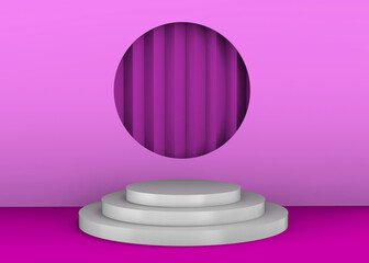 Round Podium on colorfull Background - 3D