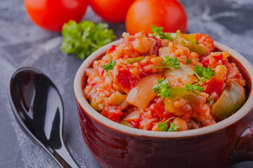 Spanish cuisine chickpea chicken and rice.