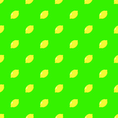 Lemon fruit yellow and green seamless repeating background pattern. Flat icon hand drawn style