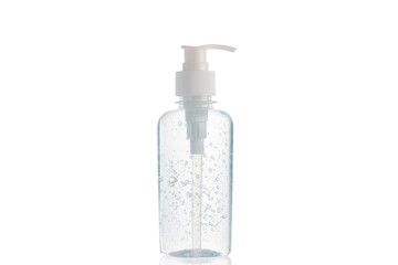 Hand sanitizer gel for hand hygiene. Alcohol gel for cleaning hands.
Coronavirus prevention hand sanitizer gel in bottle , isolated on white background.