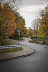 Kurvige Stra&szlig;e im Herbst