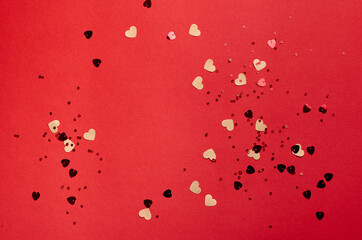Valentines day background on red paper background