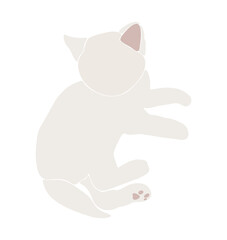 Abstract white cat vector, boho cute animal isolated, adorable cat for print, minimalist  graphic elements
