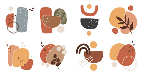 Abstract boho shape vector, colored abstract forme, boho elements, graphic poster 