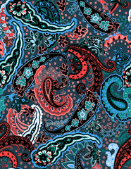 Seamless texture paisley pattern, ethnic print.