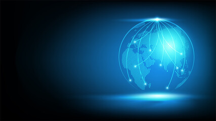 Futuristic globe digital transformation abstract technology with blue background. Tempate for Economy business and investment,Vector illustration