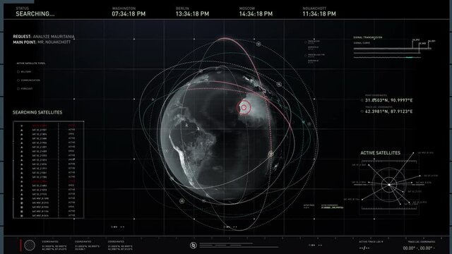 Special Forces are Using Their Latest Spy Technology. The Analysis of Mauritania is Requested With the Main Point Being in the Capital - Nouakchott. Three Active Satellites Were Found. User Interface.