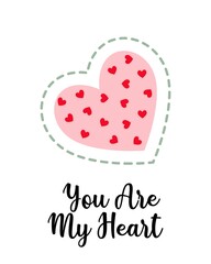 Heart Valentines Day. Design Love Cards Collection. Vector illustration. Isolate on a white background. Template for congratulations, scrapbooking, congratulations, invitations, planner, diary, notes.