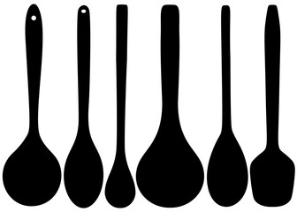 Large wooden spoons for kitchen and cooking.