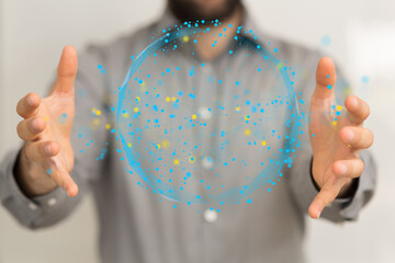 Digital technology background. Network connection dots and lines.