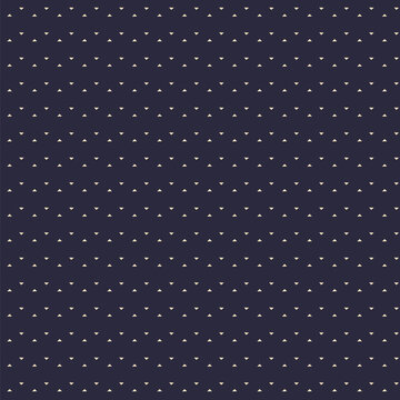 Seamless pattern of small triangles floating on a dark blue background