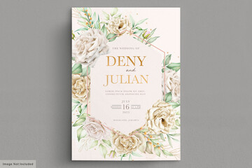 minimalist white roses wedding card set 