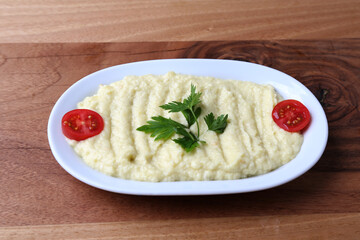 Traditional Turkish appetizer mashed roasted eggplant