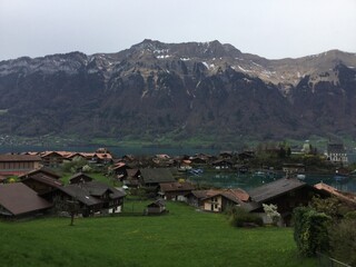 Fototapeta na wymiar Village in the mountains in Switzerland