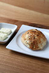 Baked sandwich bread with cheese