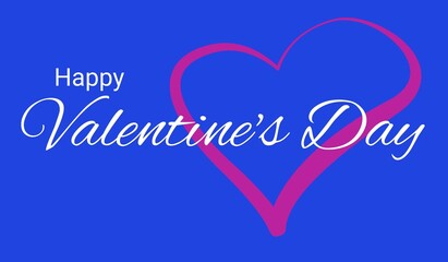 Happy valentine's day illustration on blue background with heart icon.