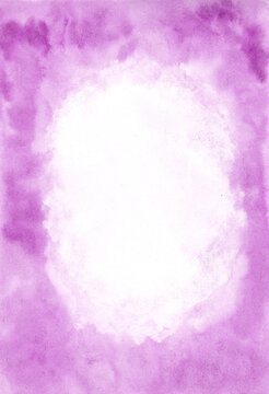 Abstract light pink watercolor background on paper. The circle frame.