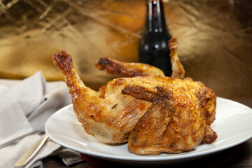 Whole Roasted Chicken and Beer