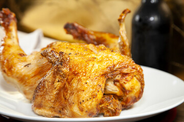 Whole Roasted Chicken and Beer