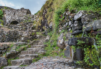 Stone stairs with rural and old watermill architecture, São Miguel - Azores PORTUGAL