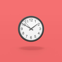 Black Analog Clock on Red Background