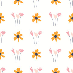 Vector garden flower seamless repeat pattern design background. Perfect for modern wallpaper, fabric, 
home decor, and wrapping projects.