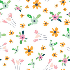 Vector garden flower seamless repeat pattern design background. Perfect for modern wallpaper, fabric, 
home decor, and wrapping projects.