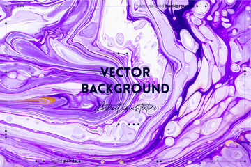Fluid art texture. Background with abstract swirling paint effect. Liquid acrylic picture with colorful mixed paints. Can be used for background or poster. Purple and white overflowing colors