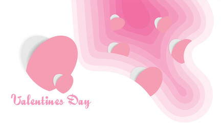 Paper heart on pink wavy background. Paper cut style vector design for valentine's day