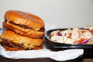 Cheeseburgers and Salad