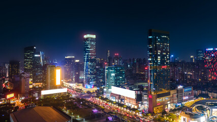 Obraz na płótnie Canvas Aerial photography of Guangzhou city architecture landscape night view