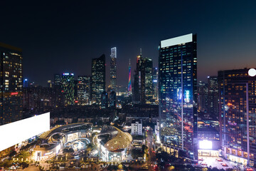 Aerial photography of Guangzhou city architecture landscape night view
