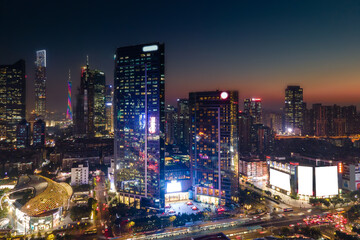 Aerial photography of Guangzhou city architecture landscape night view