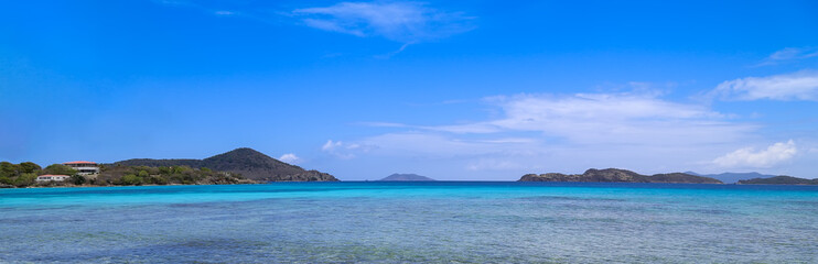 Famous Caribbean Sapphire beach on Saint Thomas island near Charlotte Amalie bay.
