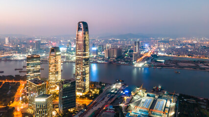 Aerial photography of Guangzhou city architecture landscape night view