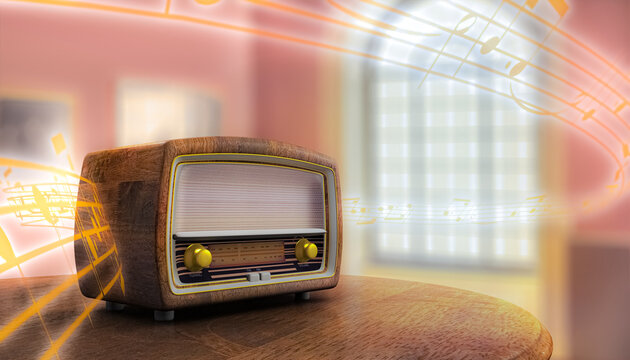 CGI of a Vintage Radio Tuner in a Warm Environment Lighting