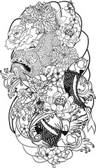 Hand drawn Monster of Buddhism  tattoo ,Animal mixed between dragon and fish. Thai Language call "Morm"Himmapan's animal.