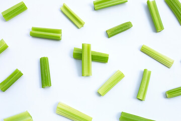 Fresh celery on white background.