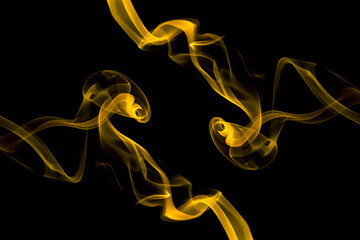 gold smoke isolated black background