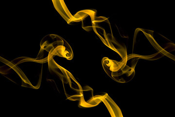 gold smoke isolated black background