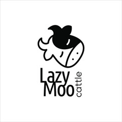 cow head logo cartoon mascot character design animal pet and farm template idea