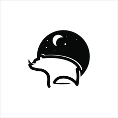 cartoon boar abstract vector illustration design animal and night wildlife graphic element template