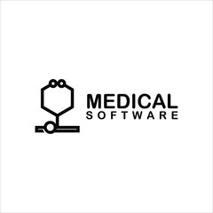 stethoscope logo medical software icon and symbol healthy template design idea